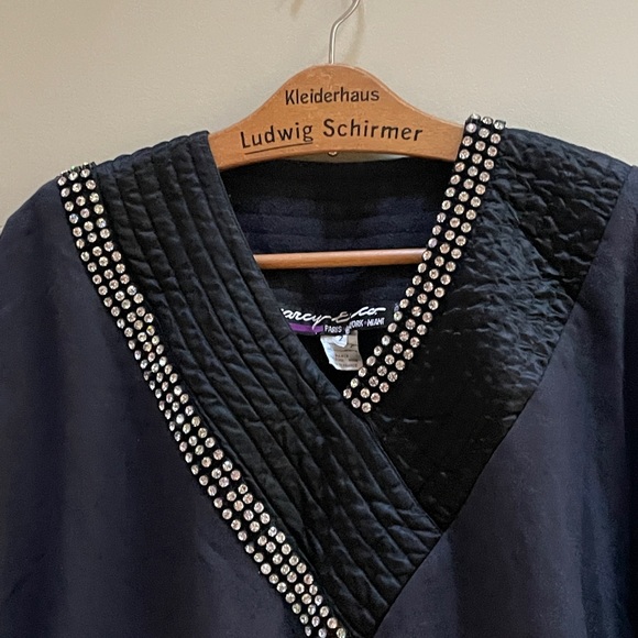 Marcy and Co Paris France, Medium  top, black rhinestone blouse, French clothes - Picture 8 of 11